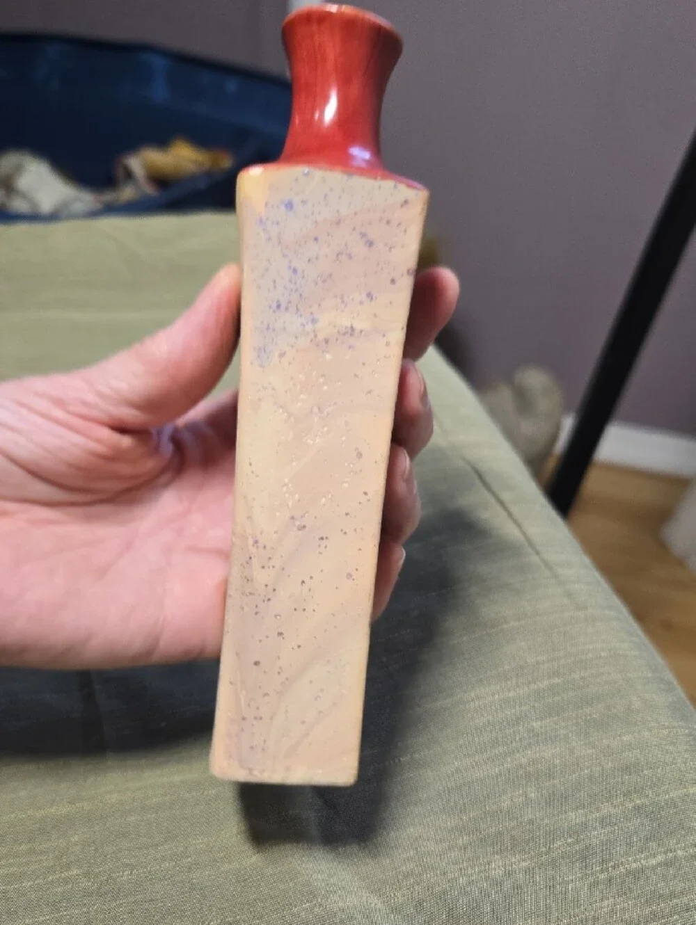 Handmade Marbled Ceramic Bottle – Peach and Coral